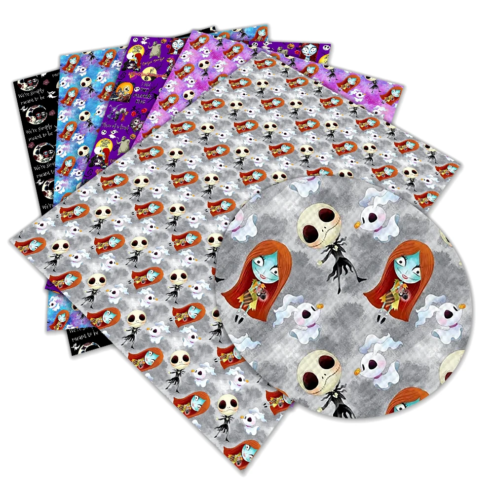 

Disney Christmas Fright Night Zombie Print Pattern Artificial Leather Cross Pattern for DIY Jewelry Earring Craft Making 22*30cm