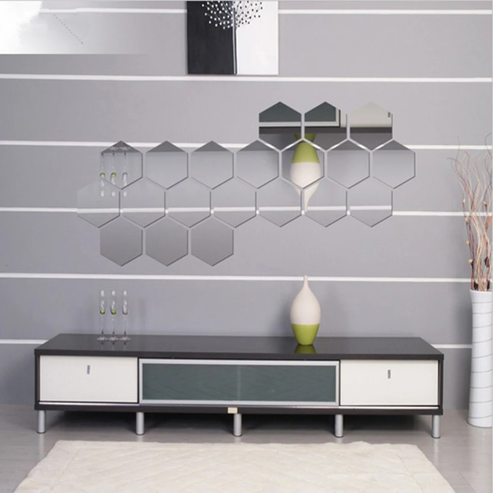 

1 Pcs 3D Hexagon Acrylic Mirror Wall Stickers DIY Art Home Decor Living Room Decorative Tile Stickers Room Accessories 2022 New