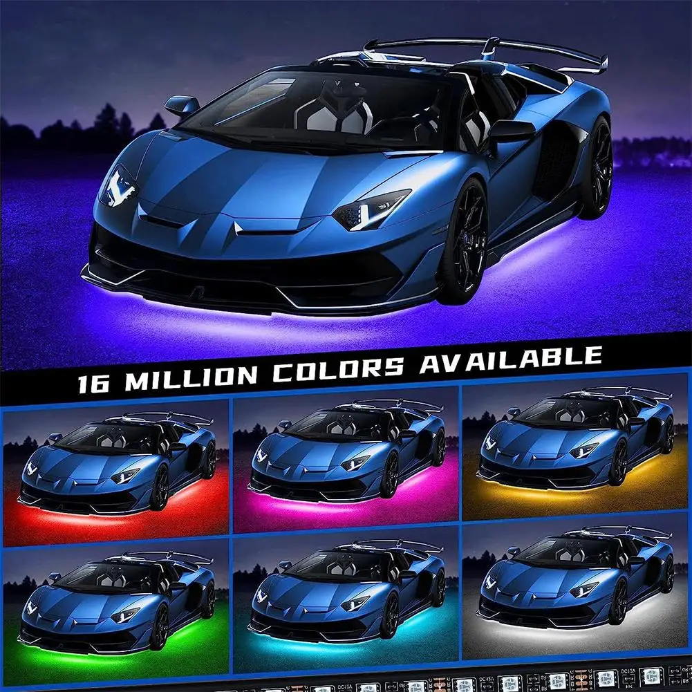 

Автомобильная подсветка, неоновая Светодиодная лента, гибкая светодиодная лента для нижнего корпуса, цвет мечты, окружающий декоративный RGB, автомобильная лампа с дистанционным управлением атмосферы E8H0