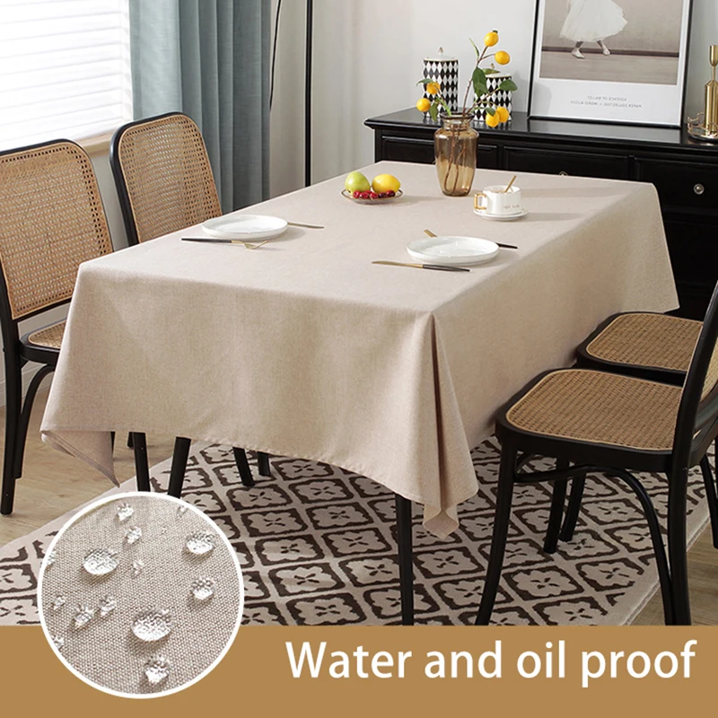

Nordic Style Table Cover Waterproof and Oil-proof Tablecloth Placemat Solid Color Cotton Linen Tablecloth