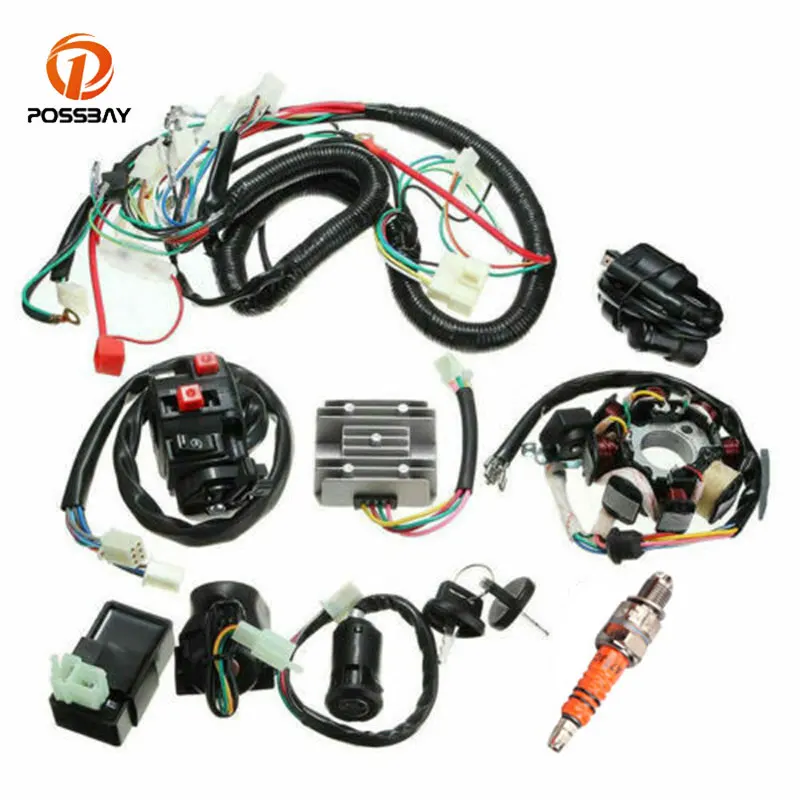 

Ignition Coil CDI Full Wiring Harness Loom D8EA For ATV Quad Buggy Electric Start Engine 150cc 200cc 250cc 300cc Zongshen Lifan