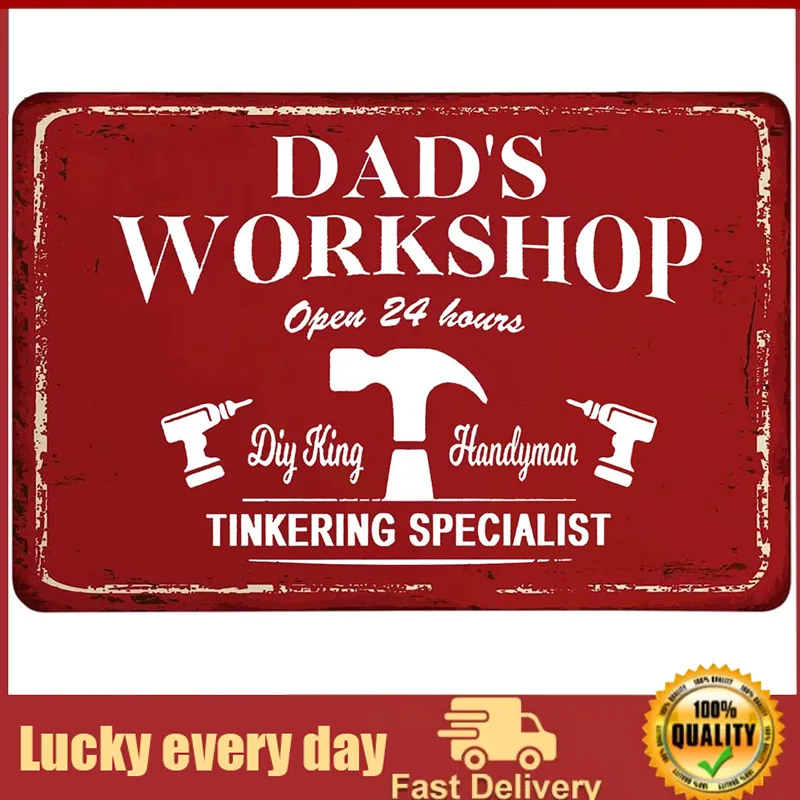 

Dad‘s Workshop Metal Sign Farmhouse Garage Signs for Dad Man Cave Home Decor Garage Decor Man Cave Vintage Mechanic