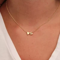 sumeng fashion tiny heart dainty initial necklace gold silver color letter name choker necklace for women pendant jewelry gift