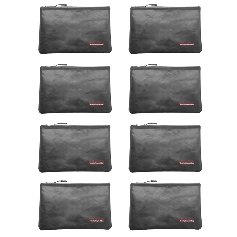 

8X Fireproof Money Safe Document Bag. NON-ITCHY Coated Fire & Water Resistant Safe Cash Bag For File Folder Holder