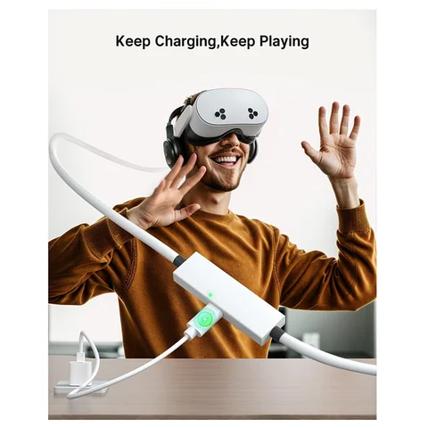 Кабель VR Link для быстрой зарядки Кабель VR Link типа A к C для Oculus Quest 3S 3 2/PICO Neo 3/PICO 4 VR Аксессуары