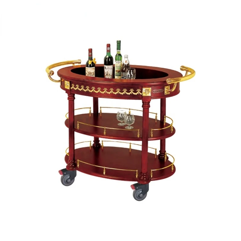 

Hotel Bar Restaurant Wood Tea Wine Liquor Serving Carts Trolley