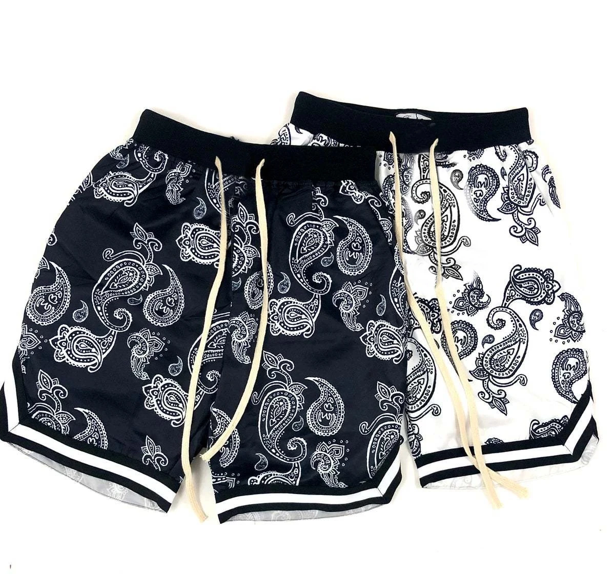 

2021 Harajuku Streetwear Shorts men Bandana Pattern Fashion Summer Shorts Hip Hop Casual Bottoms Elastic Wais man Casual pants
