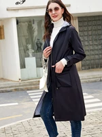 womens long hooded trench coat spring autumn fashion womens tops rainwaterproof coat loose long sleeves high quality designer