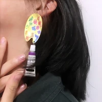 exaggerated art palette earrings for women artist brush artist palette earrings painting tool ear dangle earrings