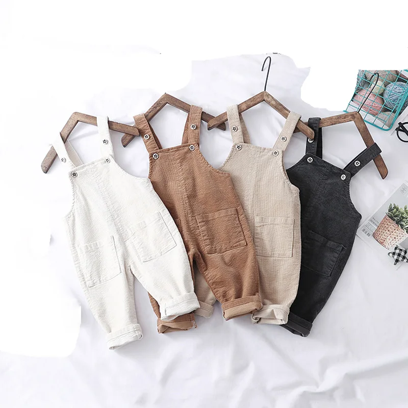 

2023 Baby Autumn Jeans Overalls Infant Long Pant Kids Corduroy Rompers Baby Girls Jumpsuit Toddler Girl Jumpsuit