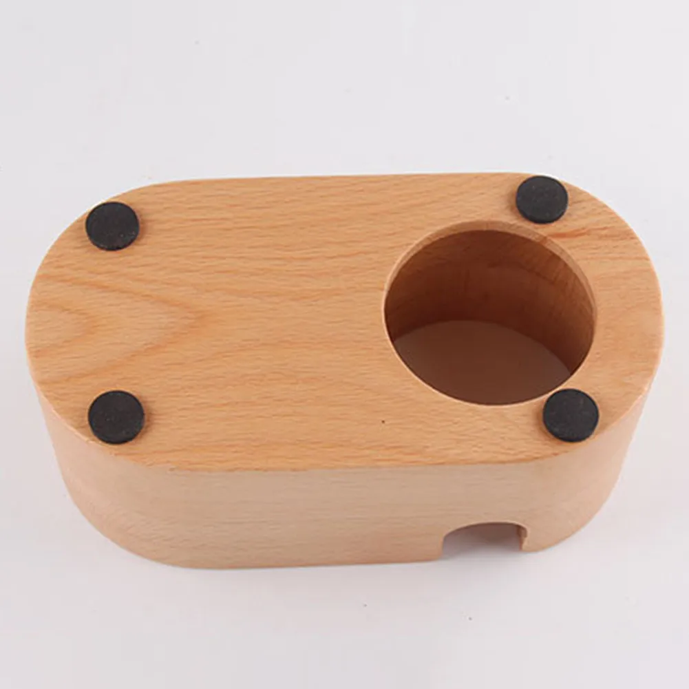 

Natural Wood Coffee Filter Tamper Holder Espresso Tamper Mat Stand Support Coffee Varnish Layer Base Rack With Handle Slot