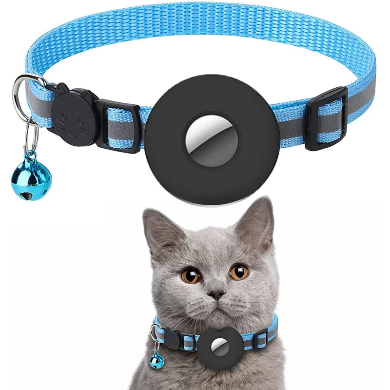 

Airtag Pet Collar Reflective Nylon Adjustable Collar For Cat Puppy Anti-lost Collar With Apple Airtags Holder AirTag Accessories