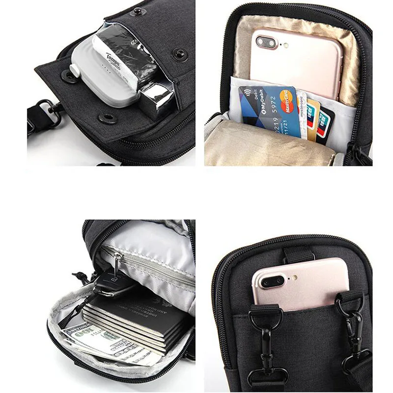 Men Women Travel Neck Passport Pouch Holder Multifunction Shoulder Bag Hidden Hanging Wallets for Cards Money Phone Organizer