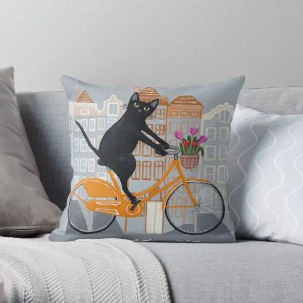

Amsterdam Bicycle Ride Printing Throw Pillow Cover Square Office Cushion Soft Bedroom Throw Sofa Wedding Pillows not include