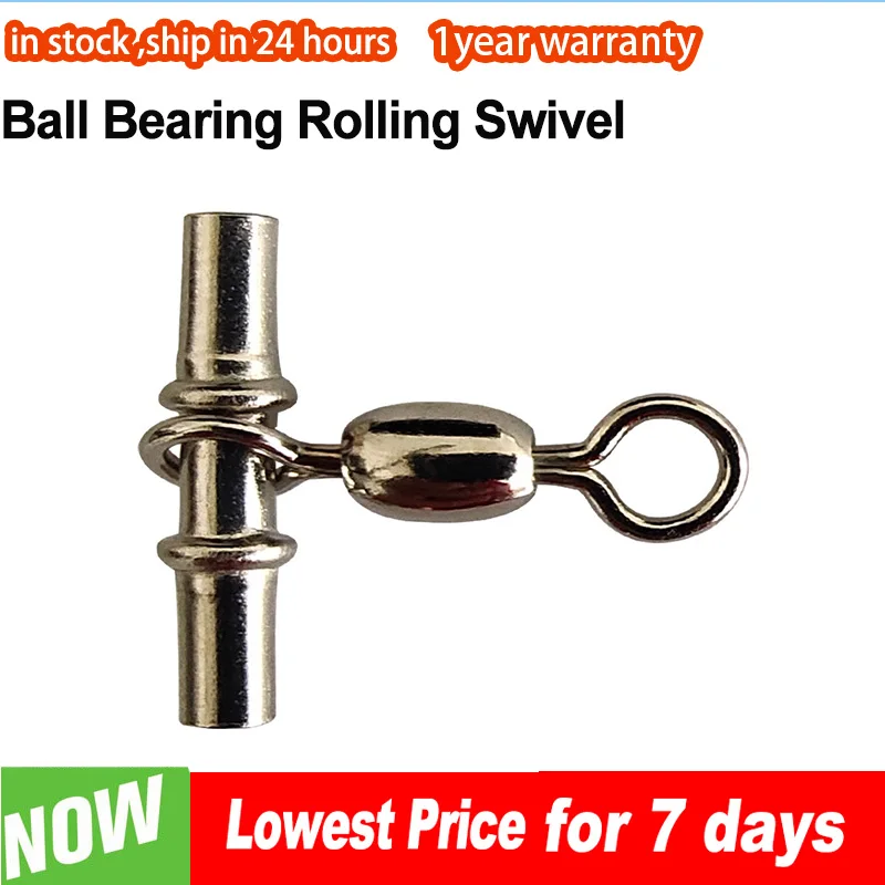 

10Pcs Ball Bearing Rolling Fishing Swivel Connector Hook Crane Black Brass Fish Line Cross Swivel Fishing Tools