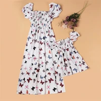 butterfly mommy and me clothes family set square neck mother daughter matching dresses fashion woman girls dress outfits 2022