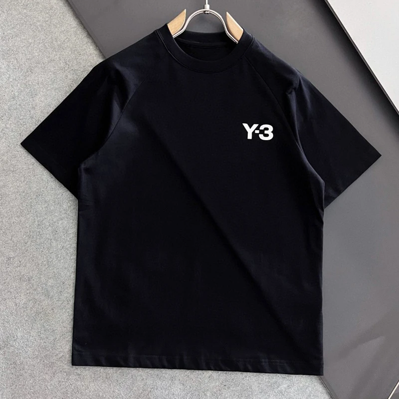 

Y-3 Y3 Yohji Yamamoto, летняя Новинка, Сращивание, Искусственные две штуки, марлевая печать, круглый вырез