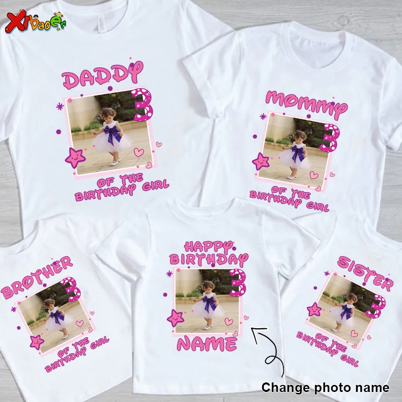 

Family Birthday Shirt Matching Happy Birthday Girl Shirts Kids T Shirt Baby Girl Clothing 2023 Children Mom Daughter Daddy Photo