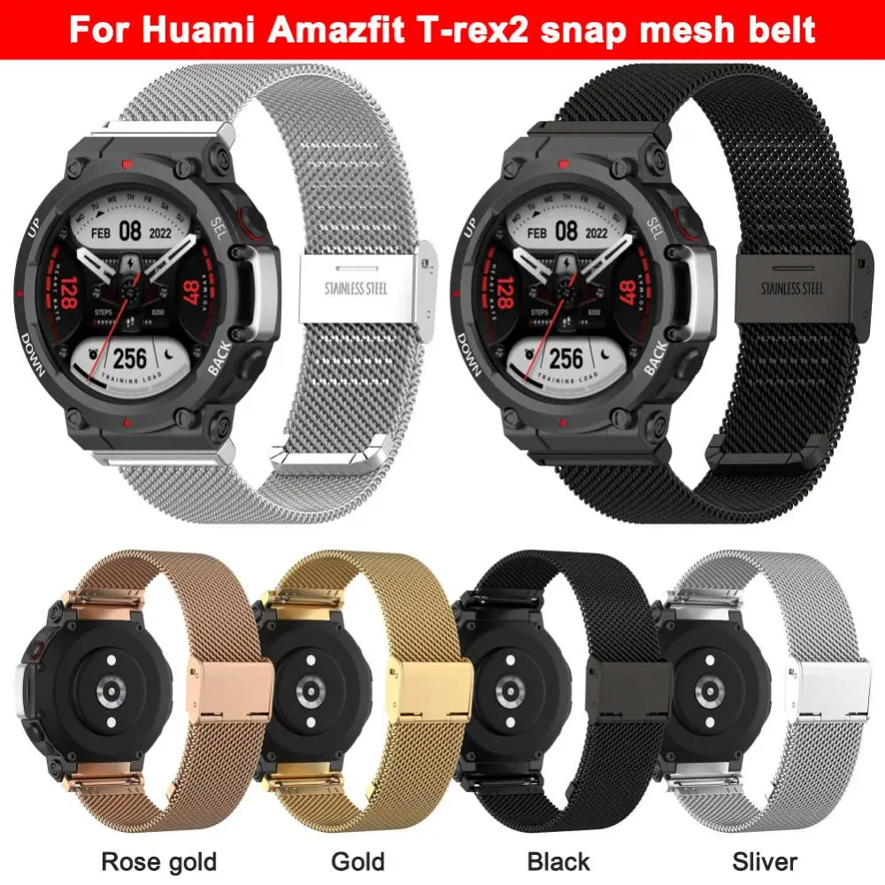 

Watch Waterproof Replacement Smart Watch Strap Stainless Steel Sweat-proof For Huami Amazfit T-rex2 Watch Band Correa Unisex
