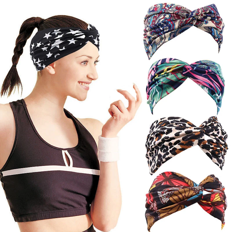 

Bohemia Style Wide Headbands Twisted Knotted Turban Print Women Headwrap Cotton Soft Bandana Outdoor Vintage Hair Accessories