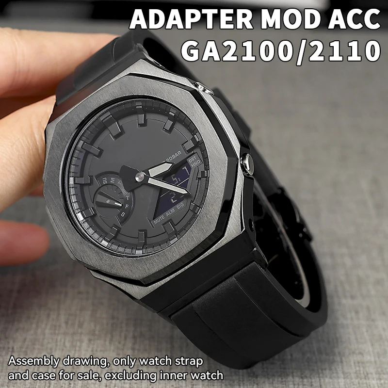

Модифицированные аксессуары с ремешком-адаптером для GA2100, металлический чехол для часов, флюорубельный браслет 316, ободок из нержавеющей ст...