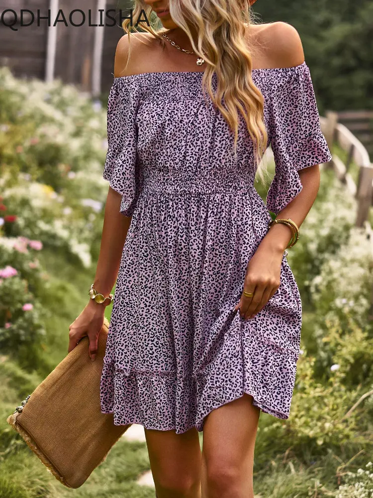 

Женская юбка с леопардовым принтом, Повседневная трапециевидная юбка с воротником-стойкой, Привлекательное платье в уличном стиле, Новинка лета 2023