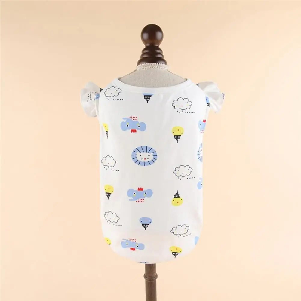 

Dog Vest Ruffle Sleeve Round Neck Cartoon Pineapple Print Pet Dog Cat Pullover Shirt for Outdoor