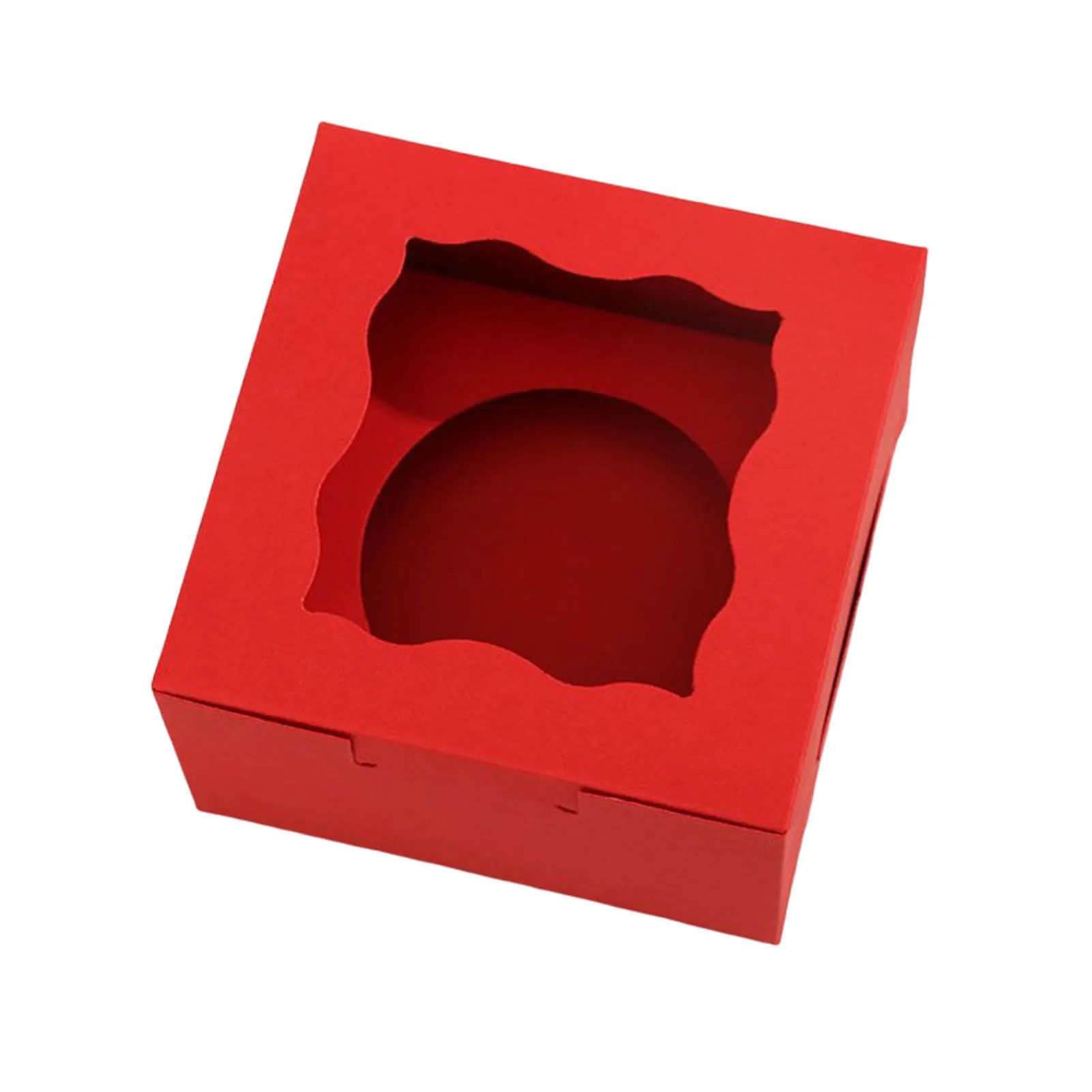 

50PCS Valentine's Day Cupcake Boxes Oil-Proof with Clear Windows Cupcake Boxes for Cookie Dessert Pastry Wedding NOV99