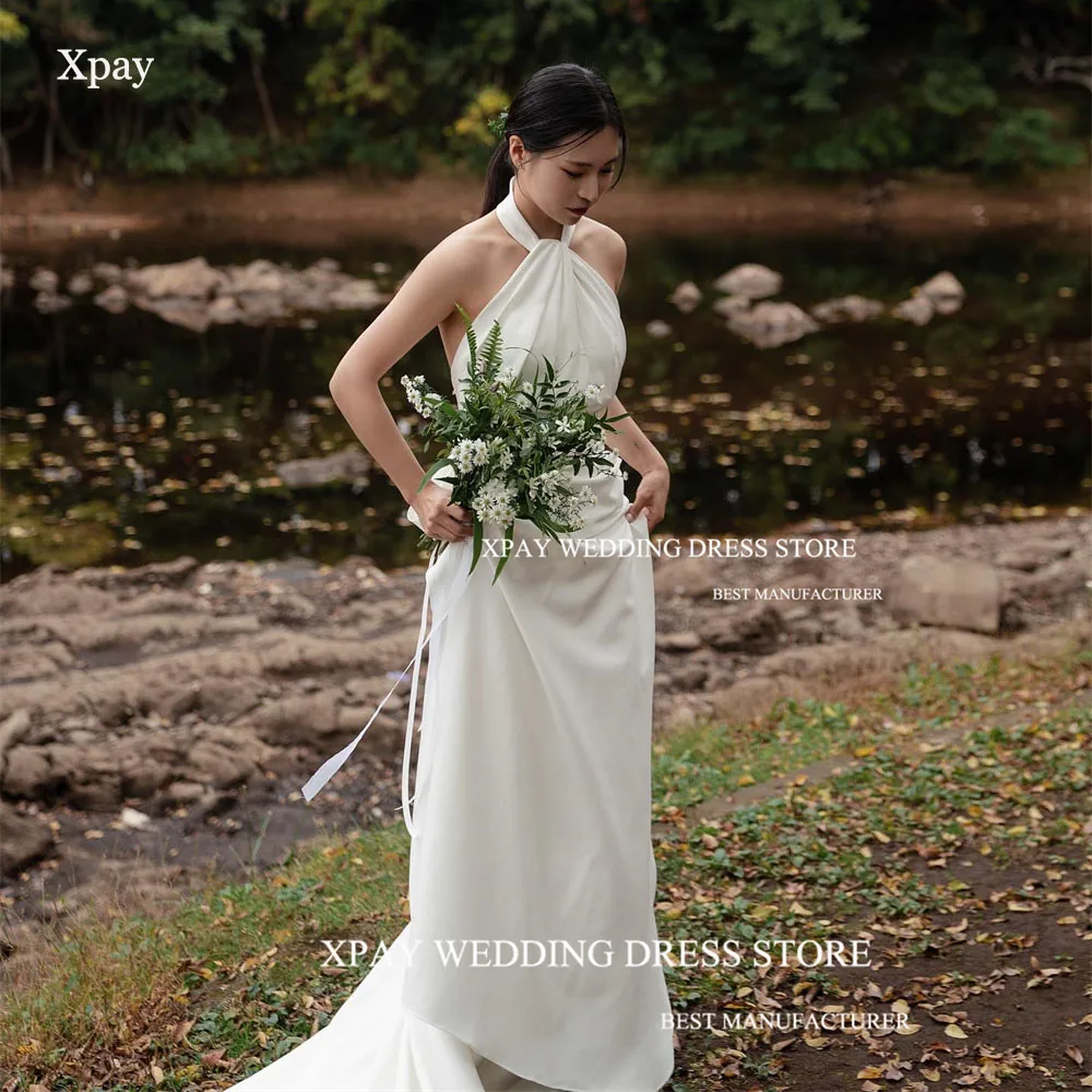 Платье Свадебное Плиссированное с лямкой на шее без рукавов