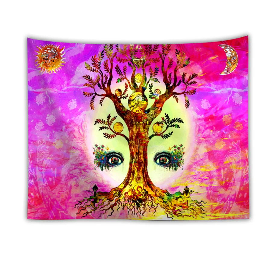 

Дропшиппинг цветное подъемное дерево гобелен с Луной Мандала солнце стена Haning