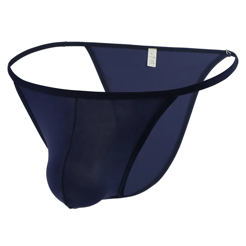Men's Briefs Nylon Thin String Breathable Ice Silk Panties High Fork Underwear U convex Sexy Male Lingerie Comfortable Panty 3XL