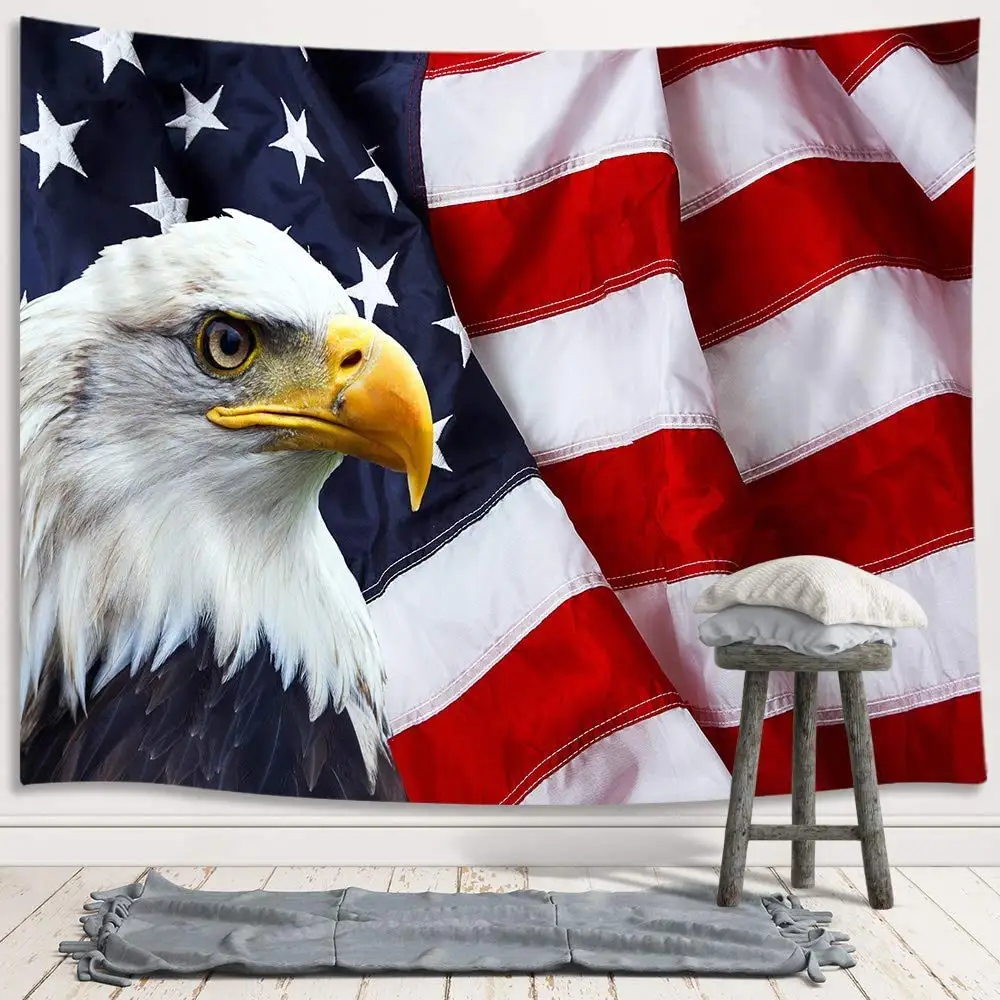 

American Flag Tapestry USA Bald Eagle Stars and Stripes Flag Tapestry Wall Hanging for Bedroom Independence College Dorm Home