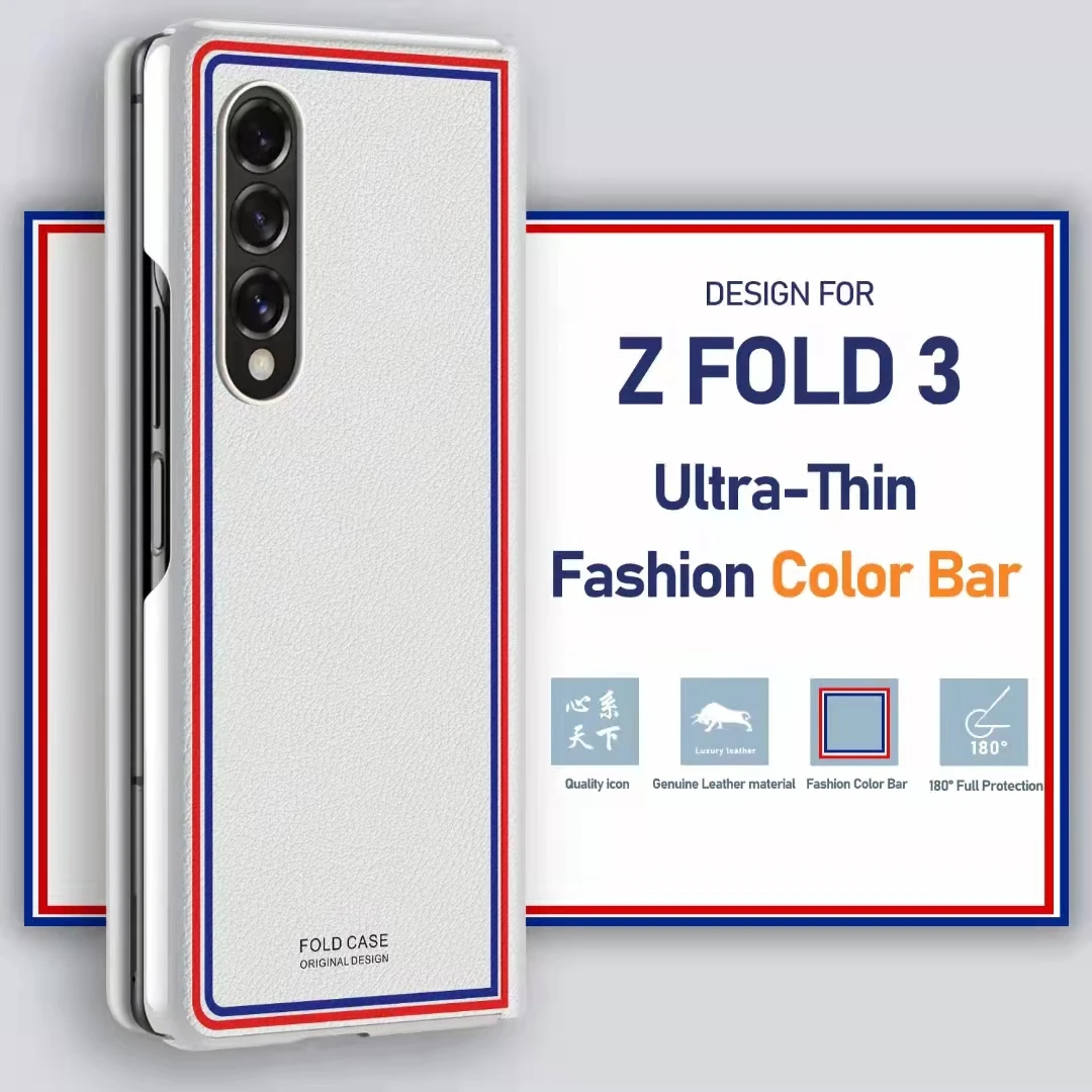 

Leather Shockproof Case for Samsung Galaxy Z Fold 3 Case Anti-Fall Macaron Phone Cover for Samsung Z Fold3 5G Case Foldable
