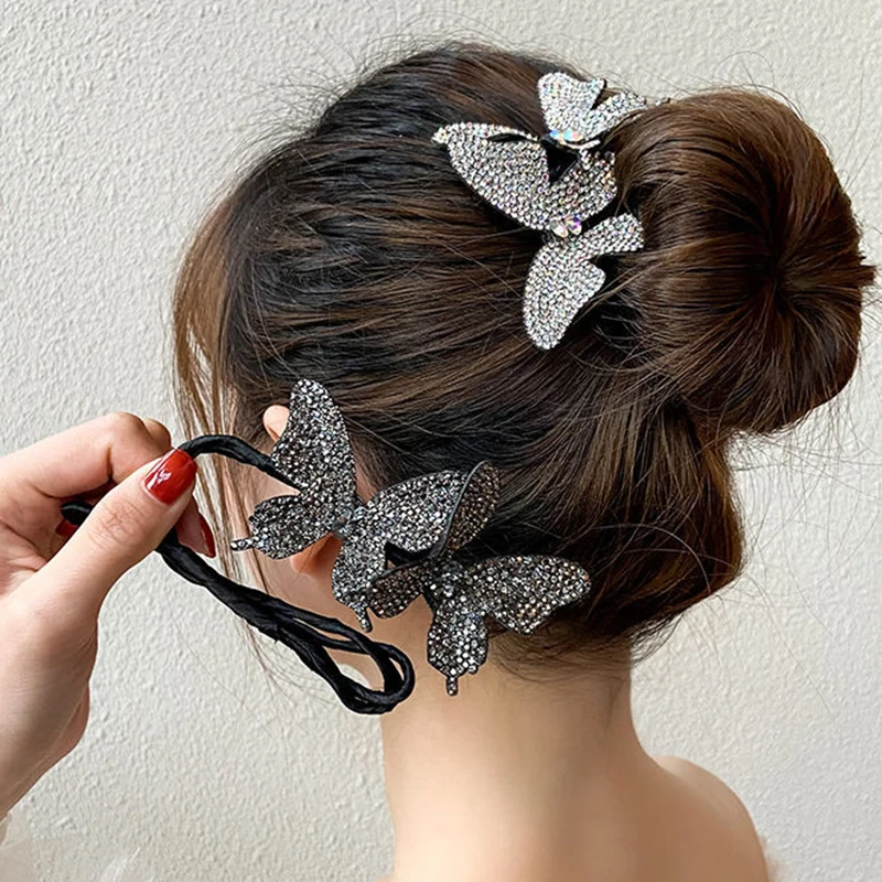 

Magic Rhinestones Hair Clips Pins Lazy Ponytail Holder Bows Balls Wire Bun Head Dish Hairband Coiler Clip Accessories For Women