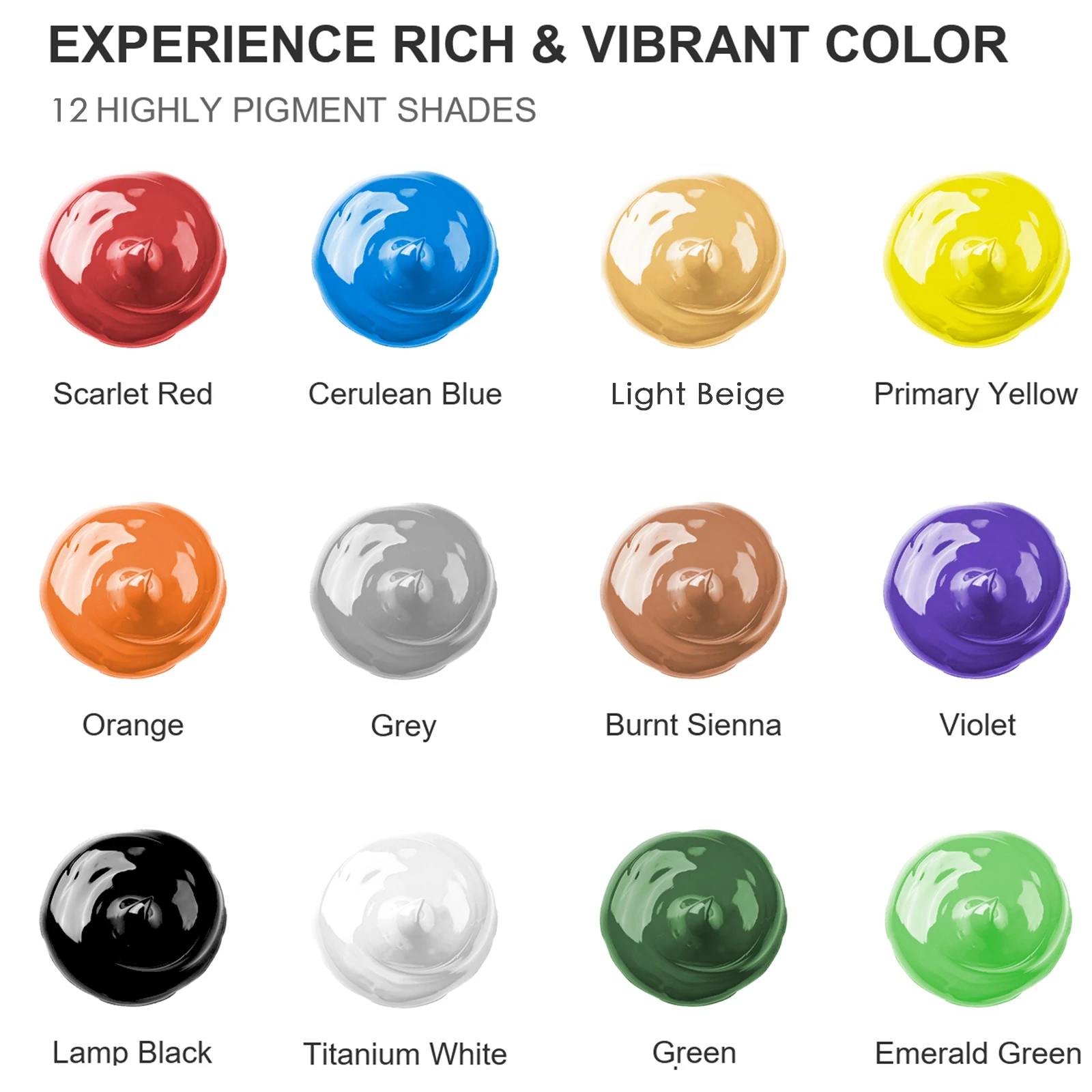 Locsyuve Acrylic Paint 12/24 Colors 12ml Tube Acrylic Paint Set, Paint for Fabric, Clothing, Painting, Rich Pigments for Artists