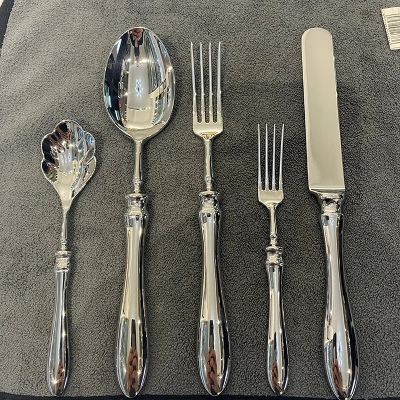 

Luxury Stainless Steel Cutlery Dining Table Decoration Soup Spoon Dessert Fork Knife Western Vaisselle Cuisine Home Tableware