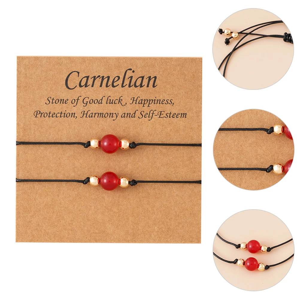 

2pcs Couple Braided Bracelets Simple Carnelian Bracelet Memorial Wrist Chain