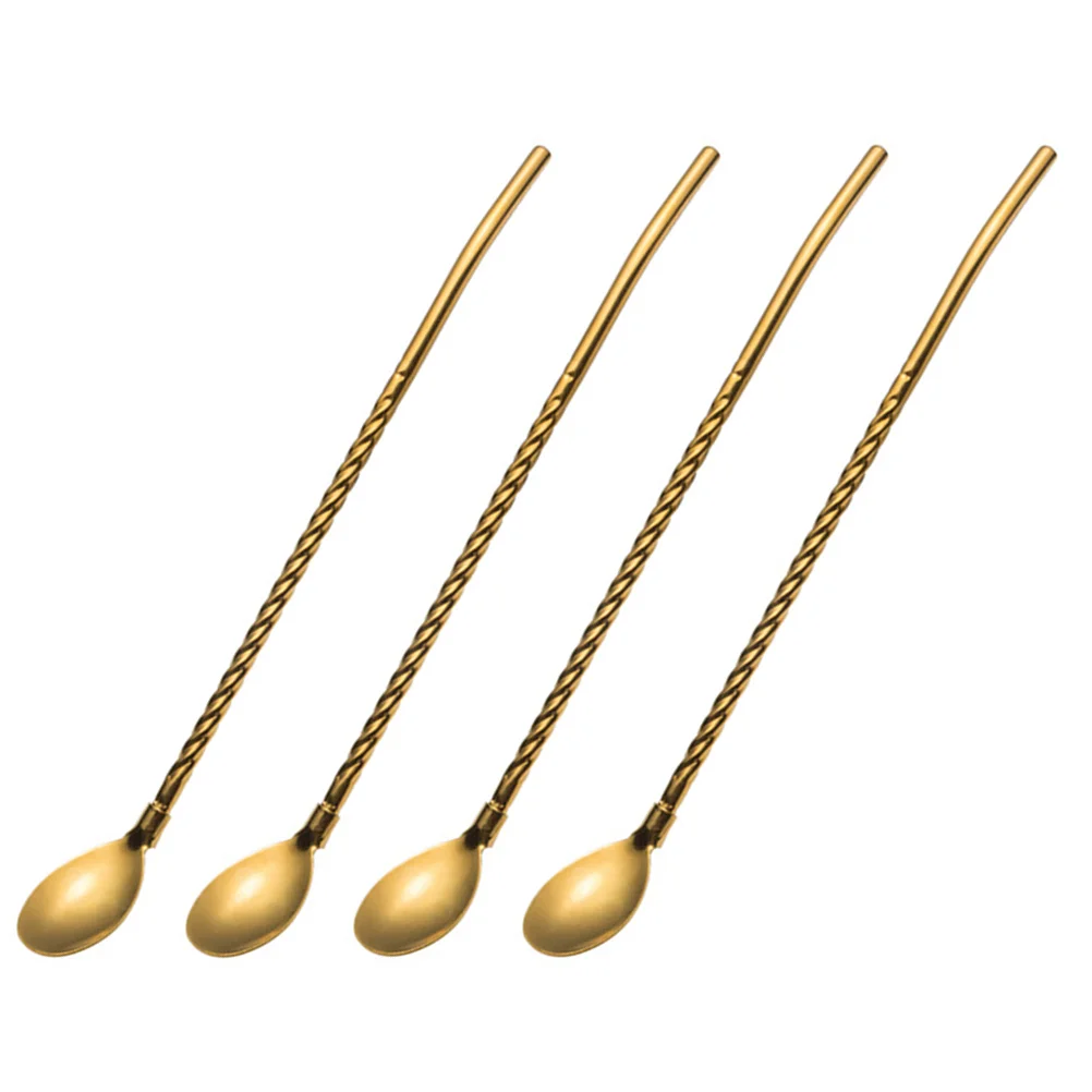 

Spoon Spoons Coffeemixing Tea Stirring Straw Cocktail Drinking Handle Stir Appetizer Stainless Steel Strawsmetal Sugar Ice