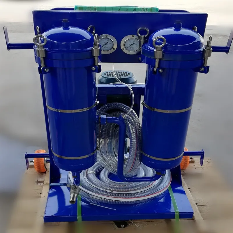 

Dual pressure filters portable flushing and fluid transfer filter cart