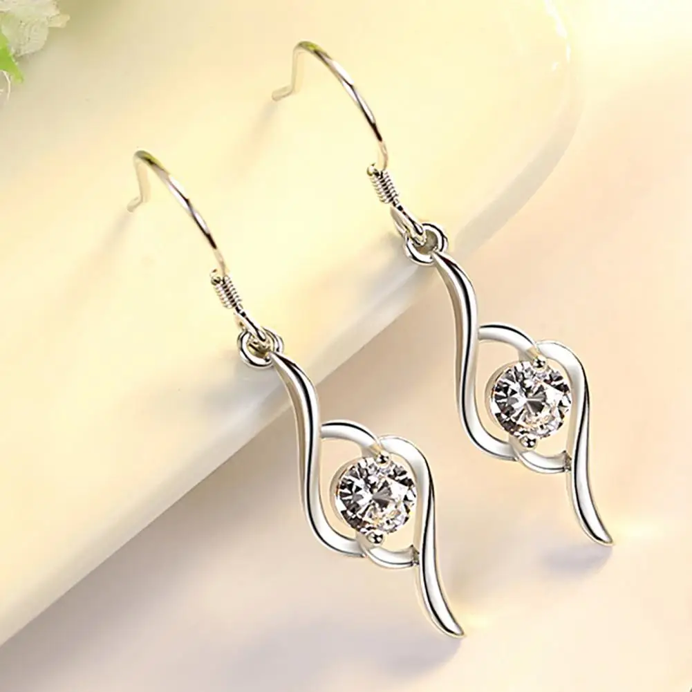 

1 Pair Women Earrings Shiny Rhinestone Great Stickiness High Quality Drop Earrings for Wedding