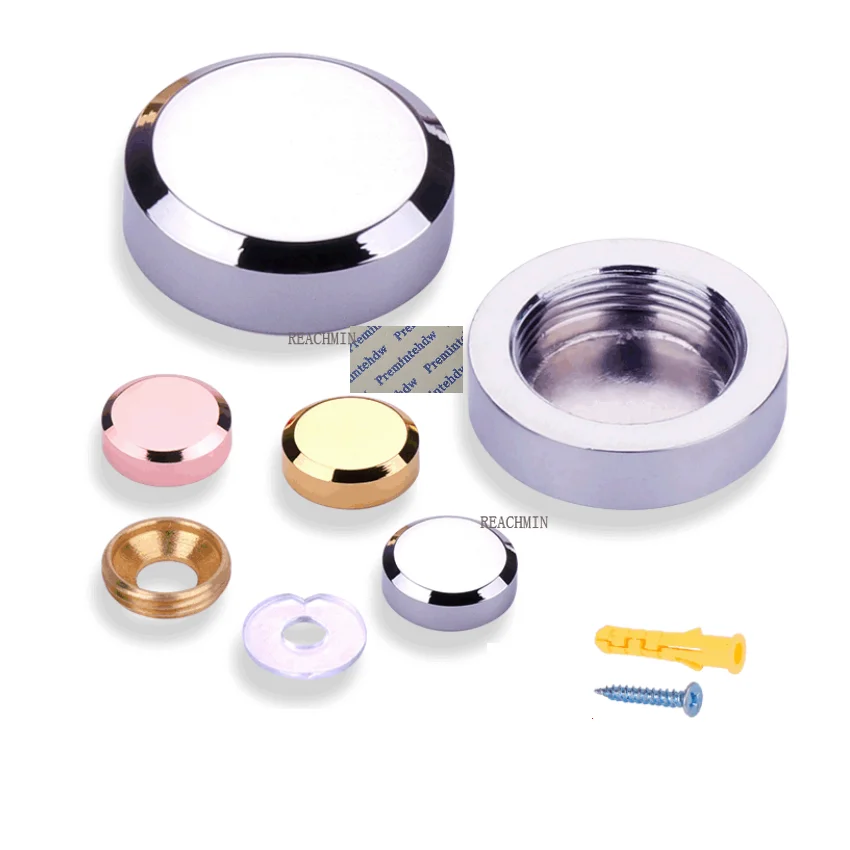 

20Pcs/Lot Shiny Chrome Rose Gold Brass Bevel Bevelling Cap Cover Decorative Mirror Screw Display Unframed Mirror Acrylic Sign