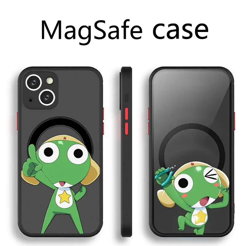 

Keroro Gunso anime Phone Case Transparent Magsafe Magnetic Magnet For iPhone 13 12 11 Pro Max Mini Wireless Charging Cover