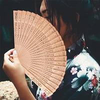wooden chinese folding fan engraved hollow folding hand fan wedding personality fan baby party decoration gifts for guest