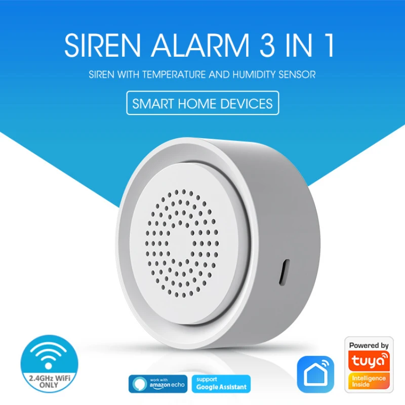 

Tuya Wifi Sound and Light Alarm Smart Life Wireless PIR Motion Sensor Body Sensing Detector Audible and Visual Alarm Siren Alexa