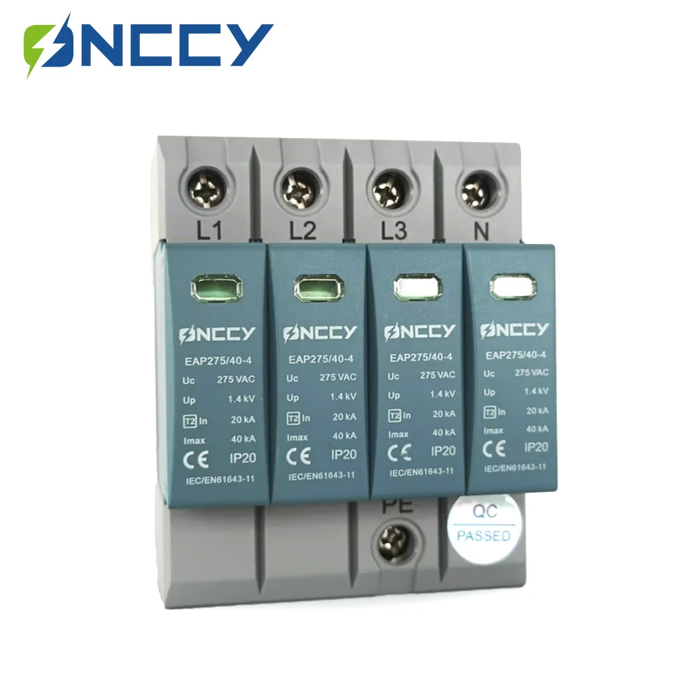ONCCY 4P сетевой фильтр 40KA AC275V-AC420V SPD Din-рейка защита от перенапряжения грозозащиты