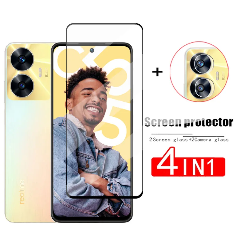 C55 szkło hartowane 4 в 1 Realme защитное стекло для экрана защитная пленка объектива камеры