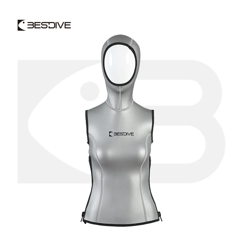 Женский жилет с капюшоном Bestdive 3 мм неопреновый Yamamoto из гладкой кожи и боковой