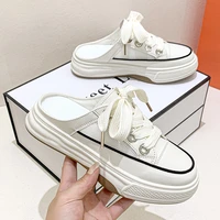 thick bottom flat bottom slippers 2022 spring and summer new mesh baotou slippers muffin bottom white shoes sandals and slippers