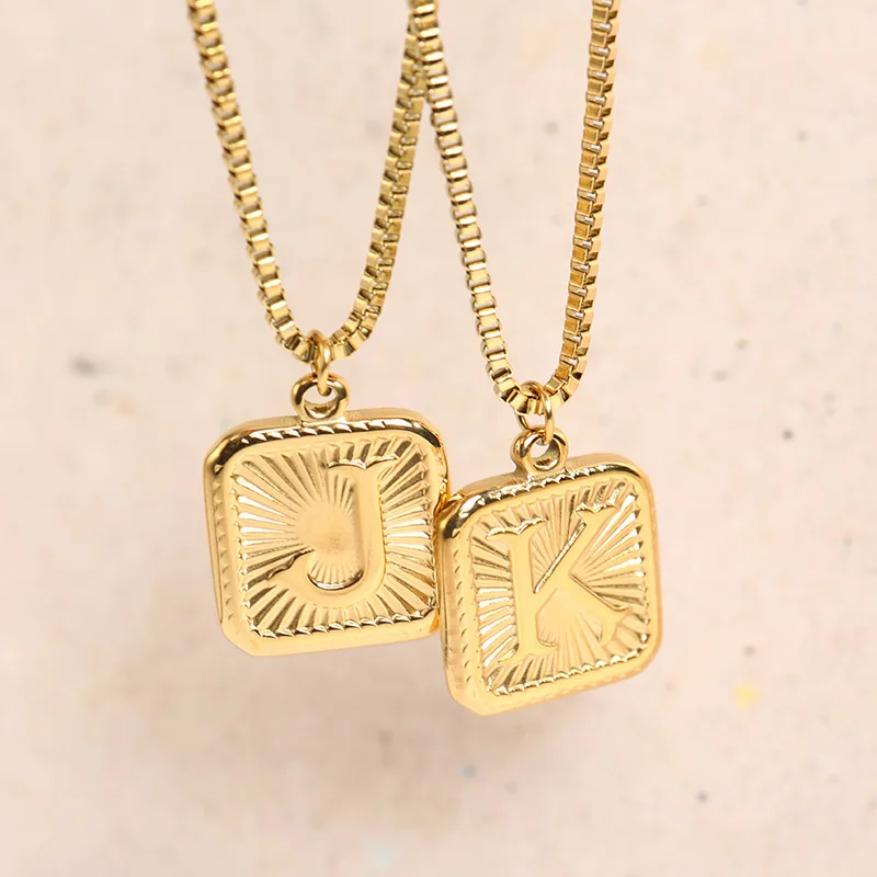 

Dainty Initials Necklace For Women 26 Letters Necklaces Stainless Steel Square Pendant Charm Hiphop Birthday Jewelry Gifts