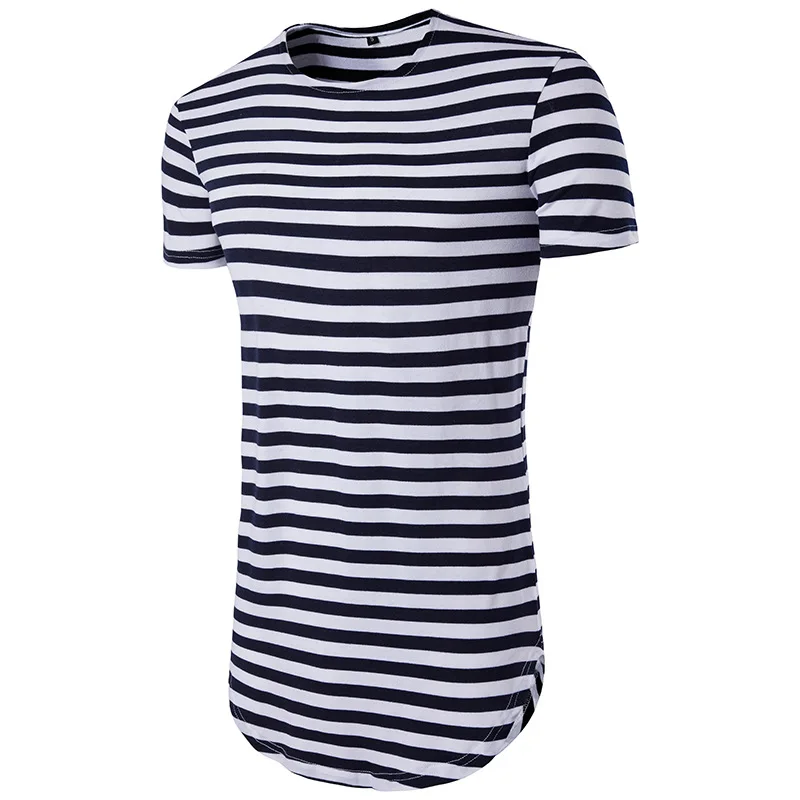 Classic Striped Extra Long T-shirt Men 2022 Brand Streetwear Casual T Shirt Men Summer Short Sleeve Tshirt Camisetas Hombre XXL